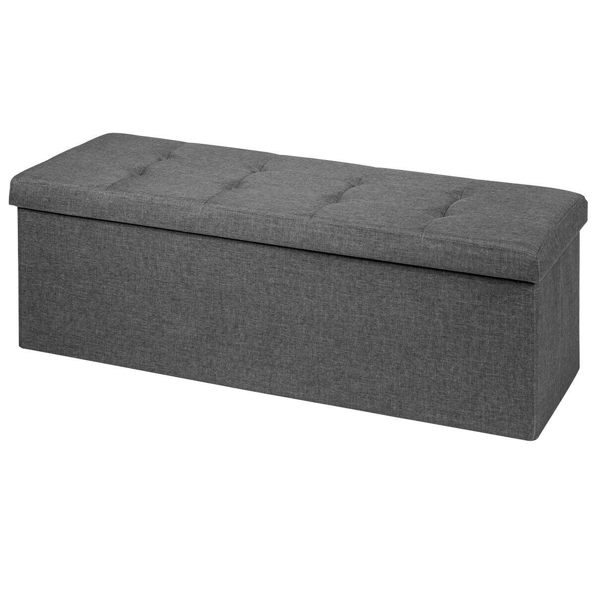 Folding Storage Ottoman Bench with Lid for Hallway or Bedroom - Grey